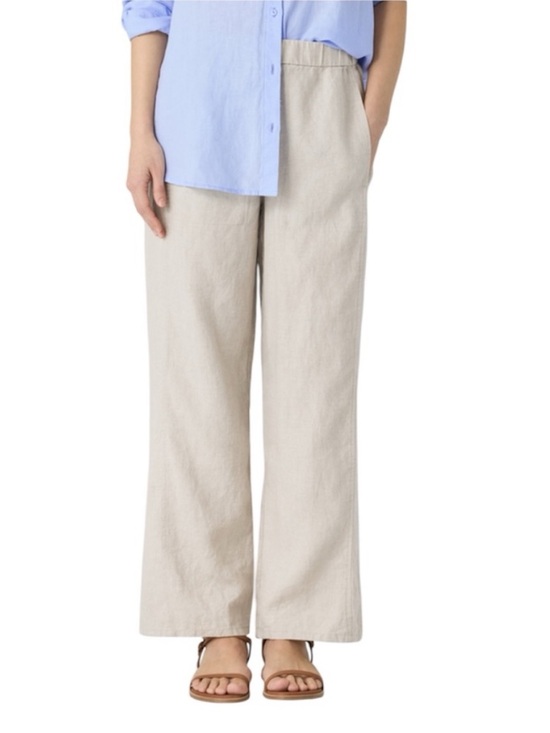 Eileen Fisher Pants - Eileen Fisher NEW Linen Wide Leg Pant Undyed Natural Elastic Waist Womens 1X